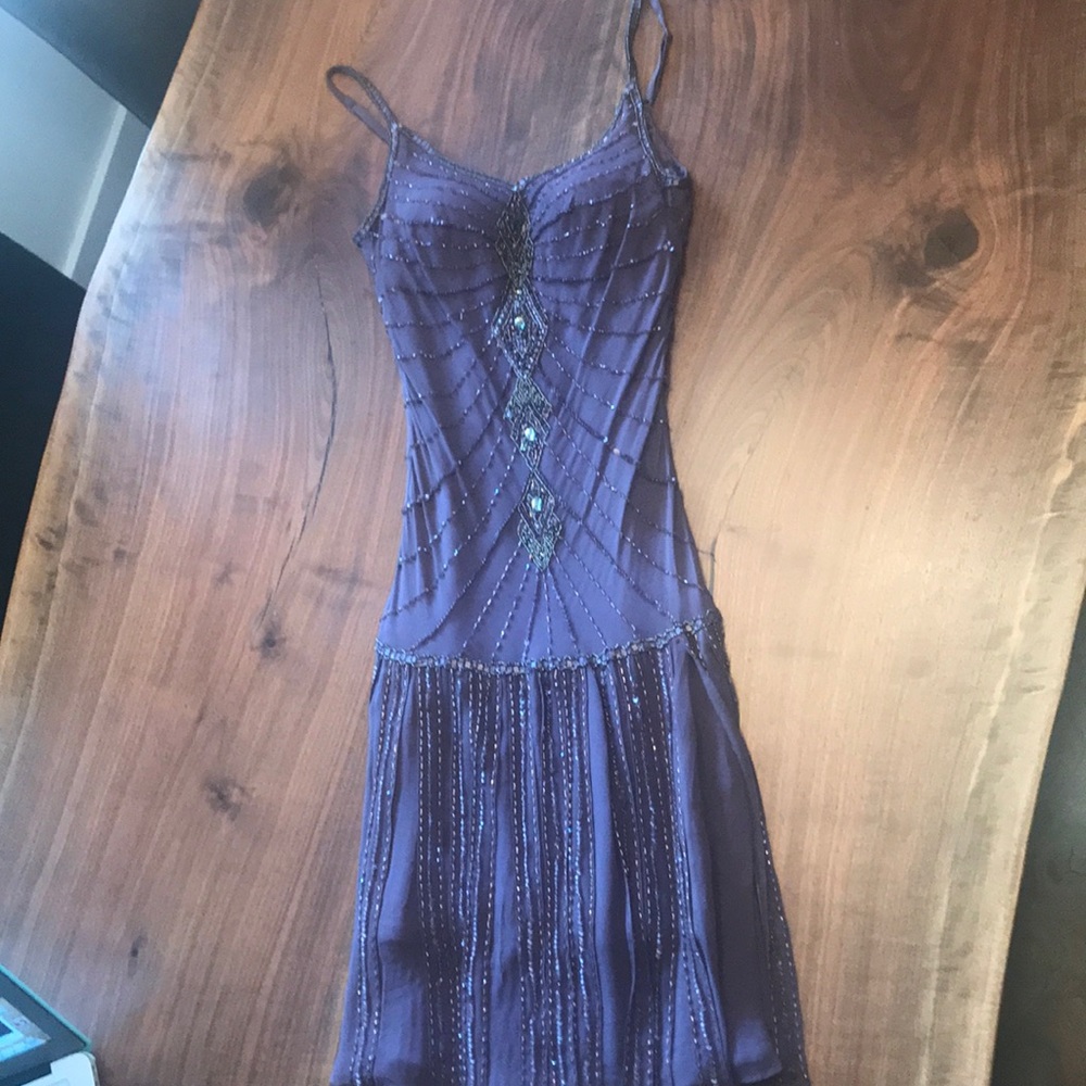 Purple Sue Wong Beaded Cocktail Dress
